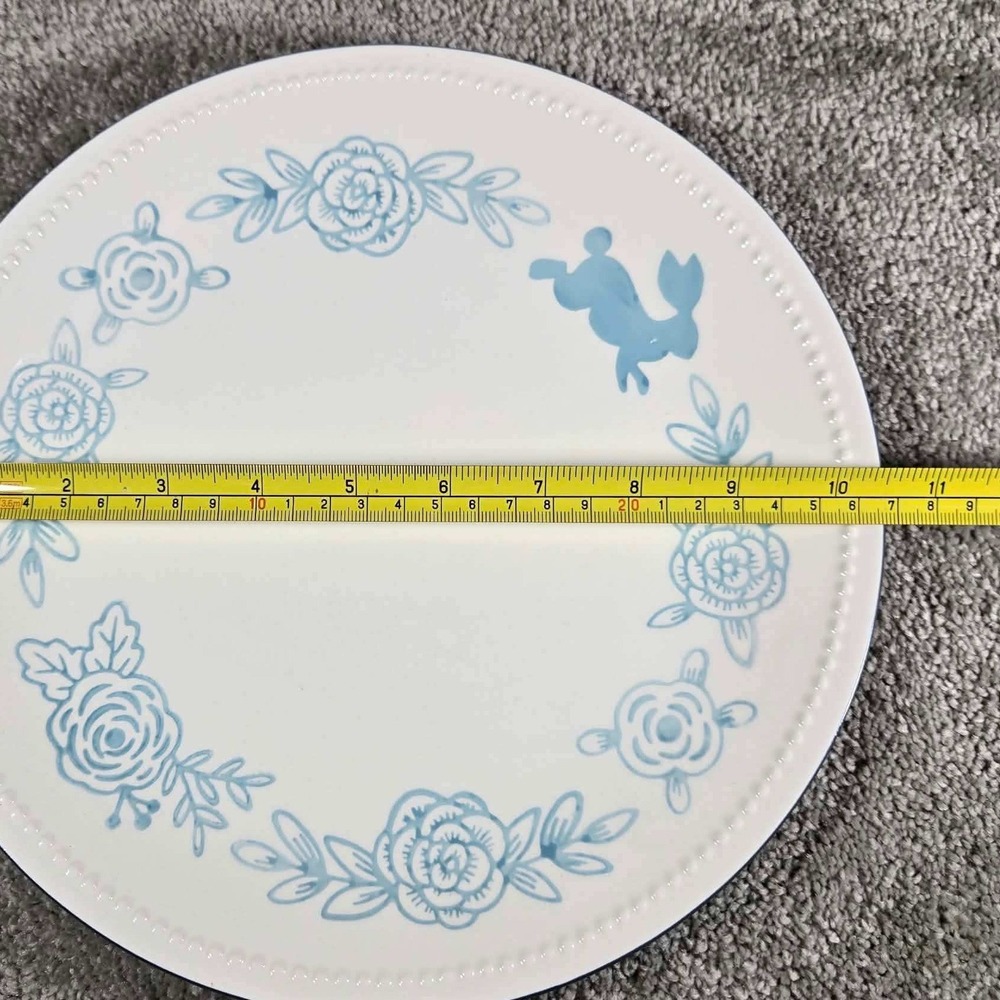 Threshold Dinner Plates Blue Bunny Floral Wreath Beaded Rim Cottagecore Set of 2 - Picture 4 of 7